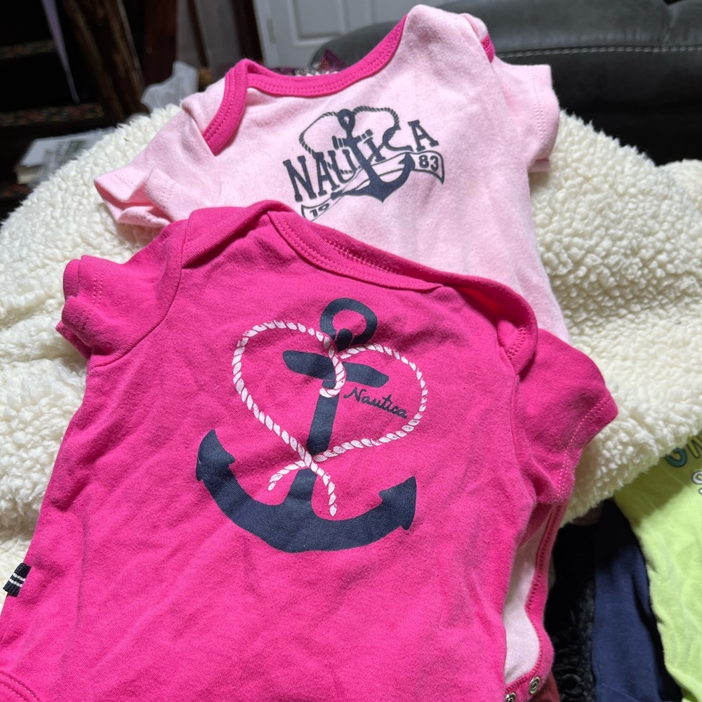 Nautica Fuchsia Onesie with Navy Anchor